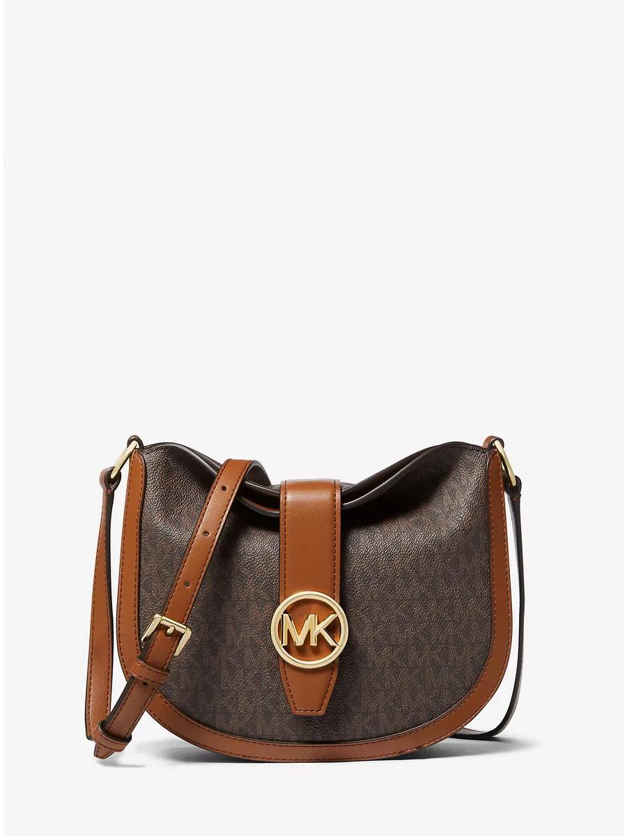 Michael Kors GABBY SMALL SIGNATURE LOGO HOBO CROSSBODY BAG 35H3G5GC1B BROWN PrimeLook